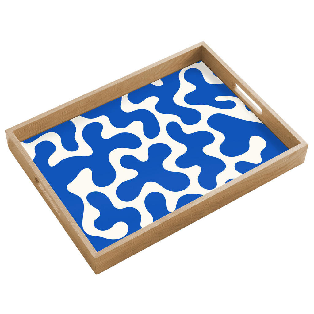 OnlyWow SERVÍROVACÍ PODNOS Tvary - abstraktní - modrá - vlny 50x35 cm