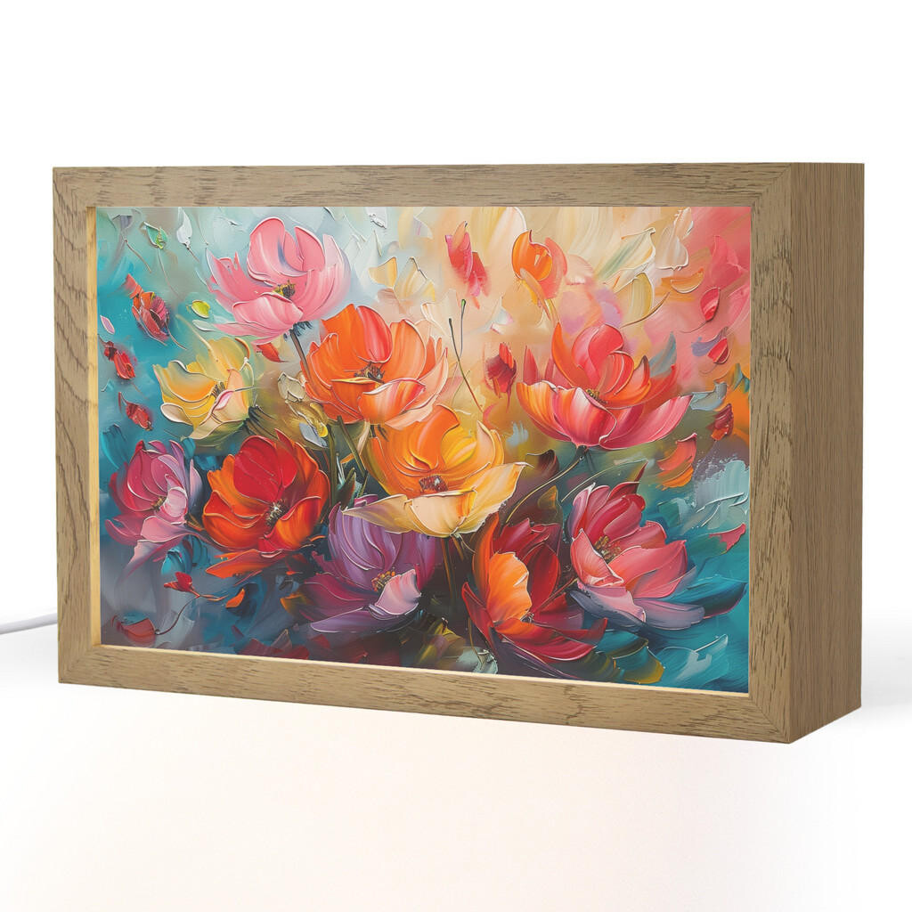 OnlyWow STOLNÍ LAMPA Květiny - barevné - malba - abstraktní - umění 30x20 cm