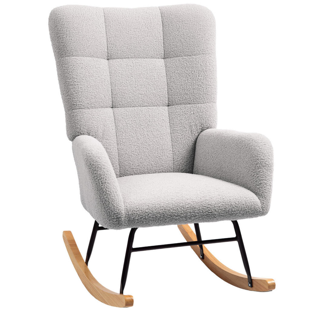 Redom HOUPACÍ křeslo 94/70/100 cm s područkami a měkkým sametovým potahem, světle šedá