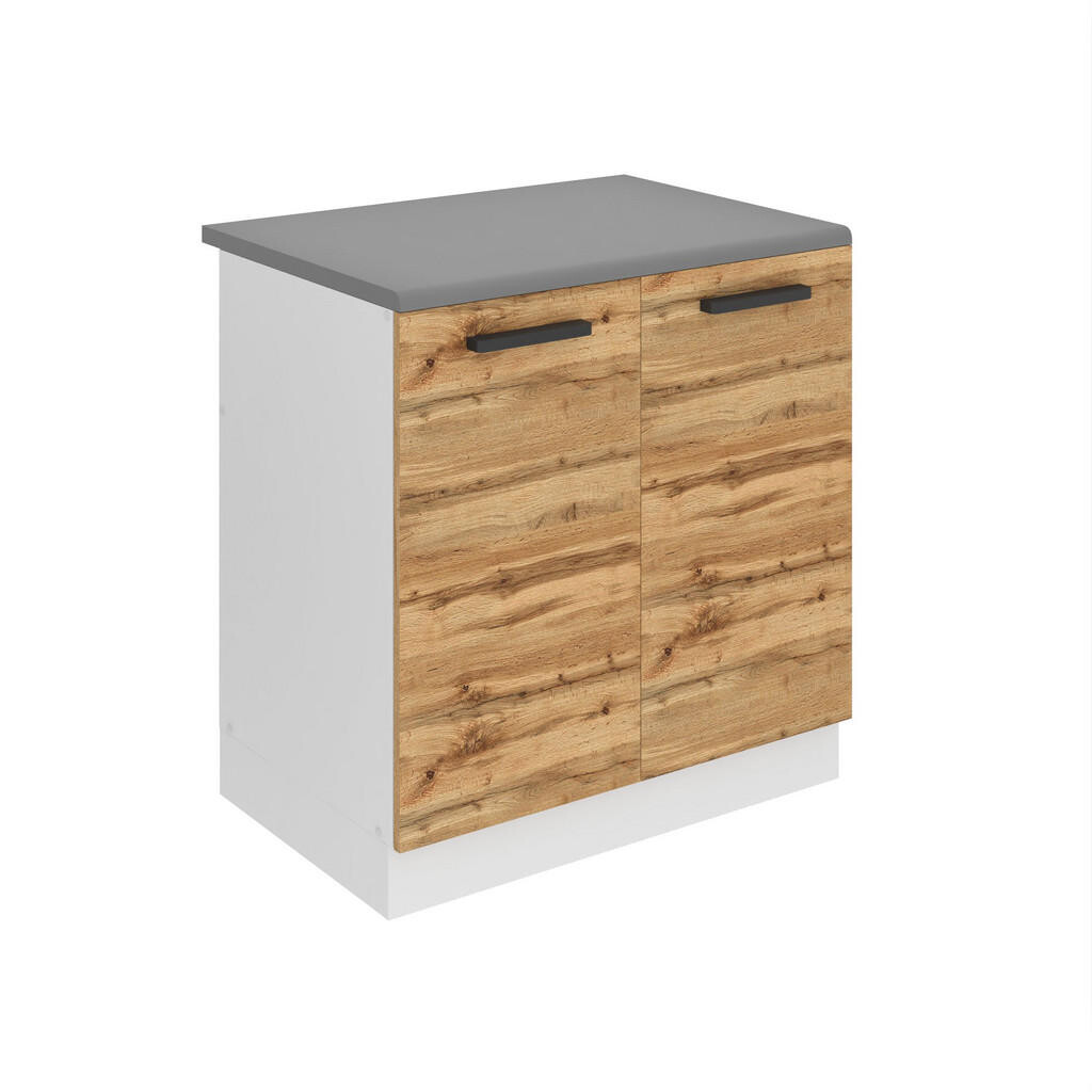 B BELINI GROUP SKŘÍŇKA POD DŘEZ 80 cm SDZ, s pracovní deskou, s 2 dvířky, Dub Wotan