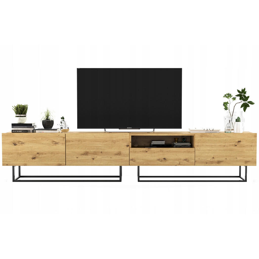 Meble Lindner SADA 2 TV stolků Enjoy Dub Artisan 240 cm se zásuvkou a kovovým rámem