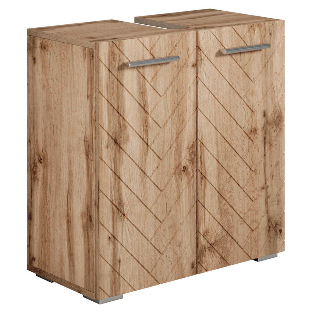 Badplaats SKŘÍŇKA POD UMYVADLO Jupiter 2 dveře dub rybí kost - 60 x 30 x 60 cm