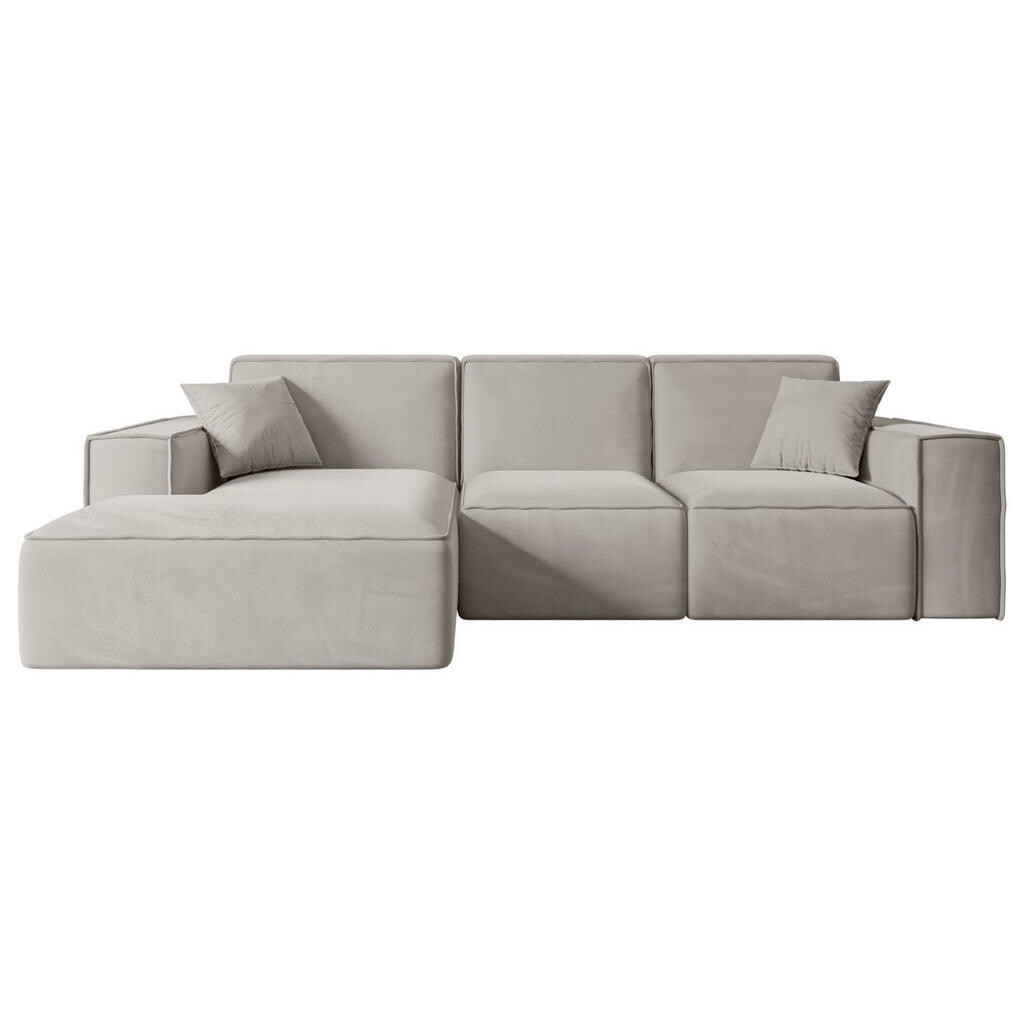 ALTDECOR ROHOVÁ SEDACÍ SOUPRAVA s otomanem vlevo SERRA-L – 266 x 169 x 80 cm, světle hnědá barva, velur
