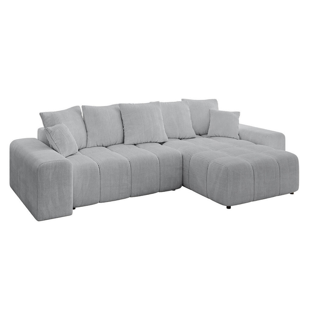 ALTDECOR ROHOVÁ SEDACÍ SOUPRAVA s otomanem vpravo ENIL-L 297x189x68 šedý manšestr