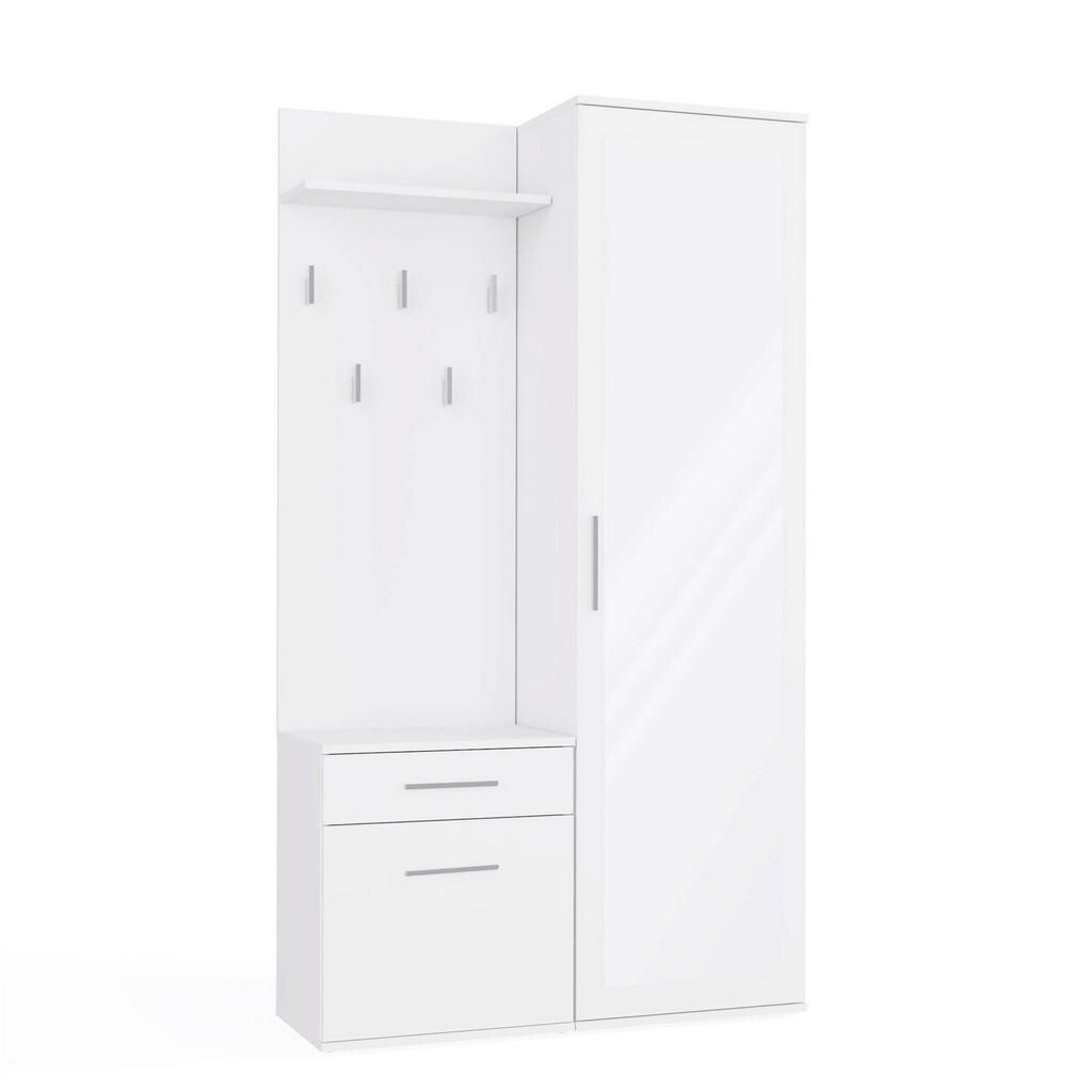 RAUMHIRSCH FURNITURE ŠATNÍK moderní se zrcadlem Skříň Duo bílá 100/180/35