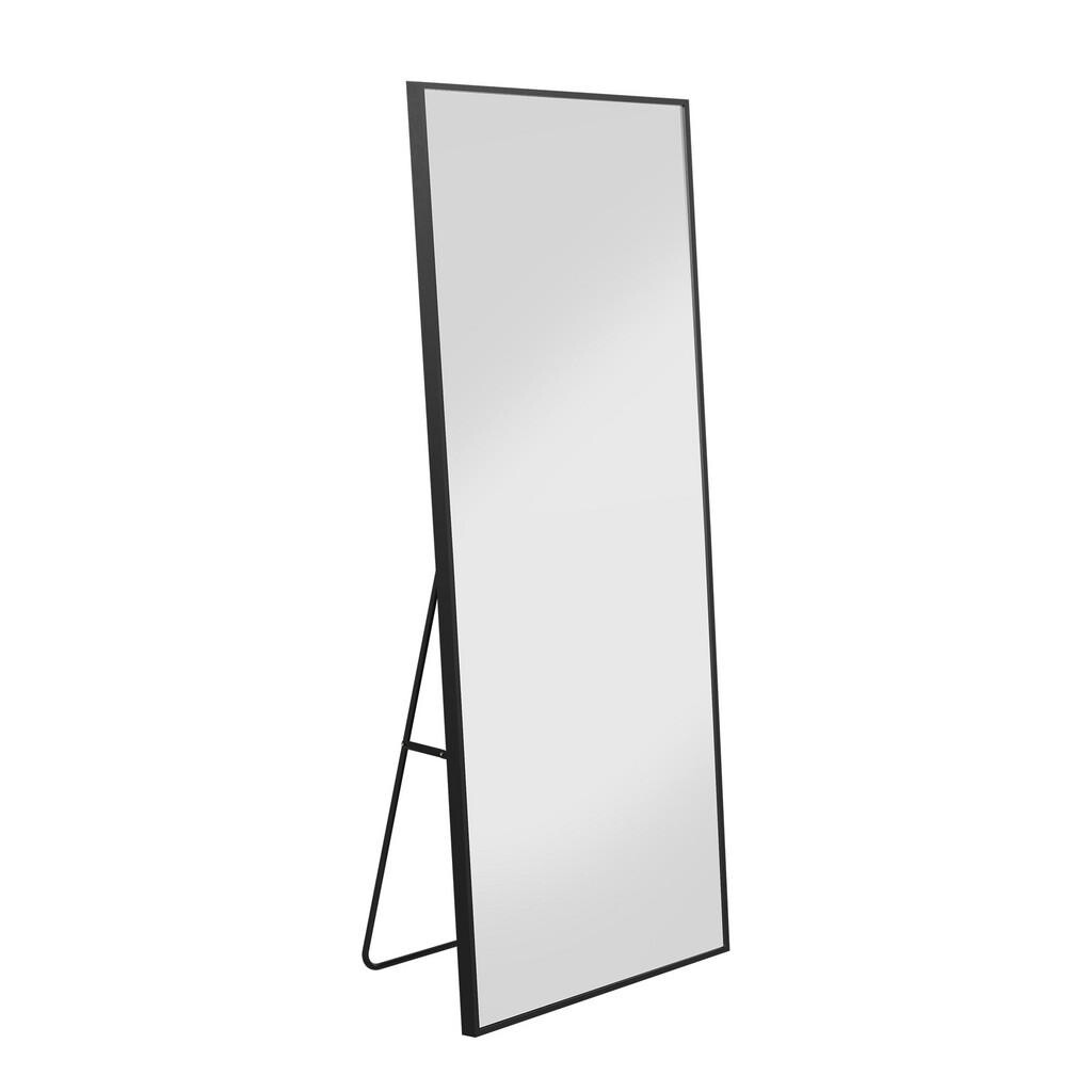 SHOPENTRA STOJACÍ zrcadlo 177x77 cm obdélníkový hliníkový rám černé tvrzené sklo