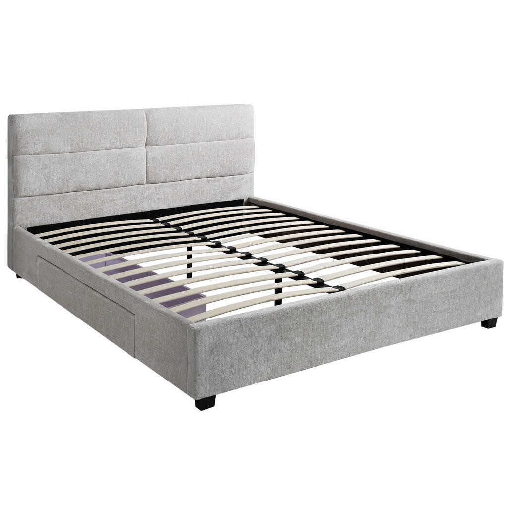 Beautysofa ČALOUNĚNÁ POSTEL Aurea, manželská postel 160x200 cm se zásuvkou, bez matrace, žinylková látka, béžová