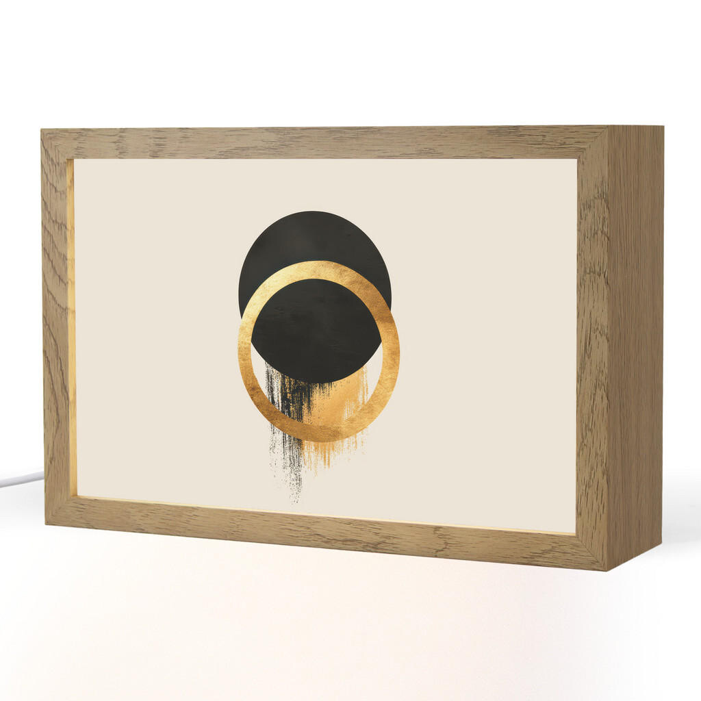 OnlyWow STOLNÍ LAMPA Abstraktní design - Černý kruh - Skvrny od barvy 30x20 cm