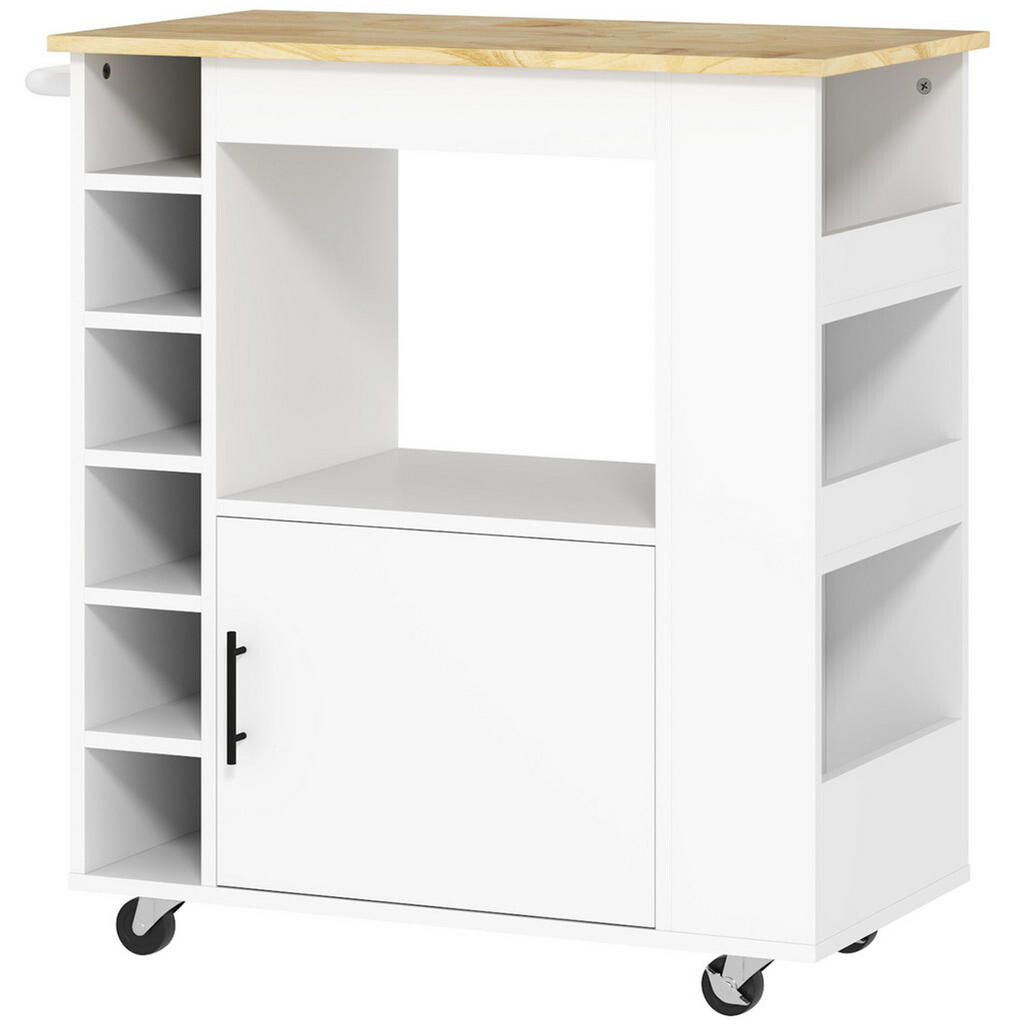 OKWISH KUCHYŇSKÝ vozík 83/40/83 cm dub z překližky s pracovní deskou a úložnými policemi
