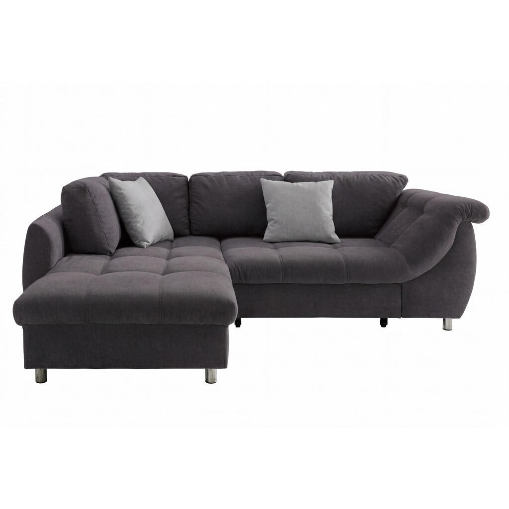 luma-home ROHOVÁ POHOVKA s funkcí rozkládání, úložným prostorem, otomanem vlevo, 250 × 190 × 84 cm (Š×H×V), mikrovlákno antracitová barva / 17006