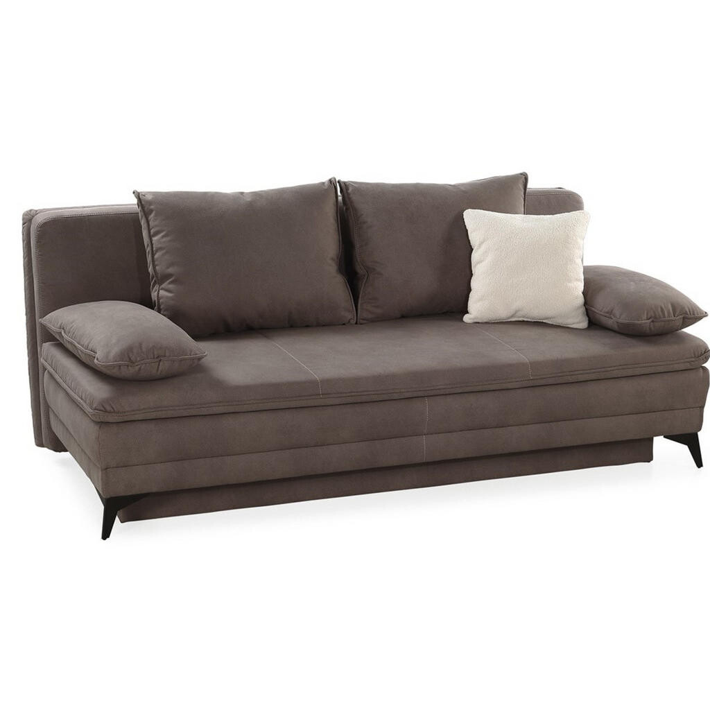 luma-home ROZKLÁDACÍ POHOVKA s vlnovým pružinovým jádrem, integrovaným topperem a úložným prostorem, 202 × 105 × 90 cm (Š×H×V), mikrovlákno hnědé / 15