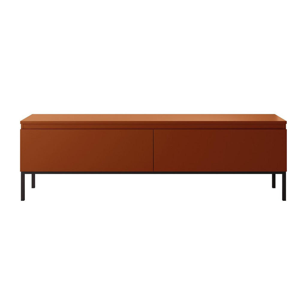 Selsey TV stolek Bemmi cihlově červený na kovovém podstavci 150/46/32 cm