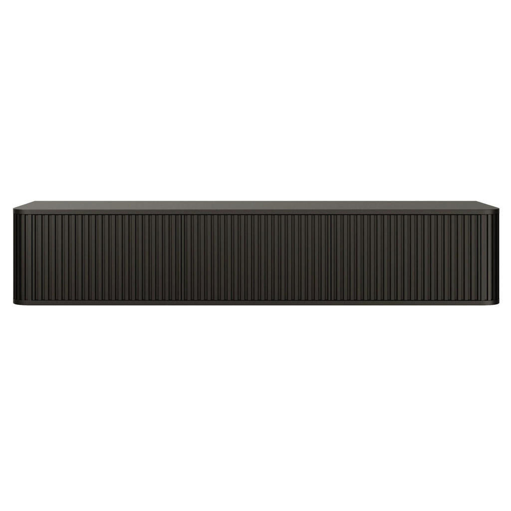 Selsey TV stolek Ovarlo černý s drážkovanými čely 163/49/38 cm
