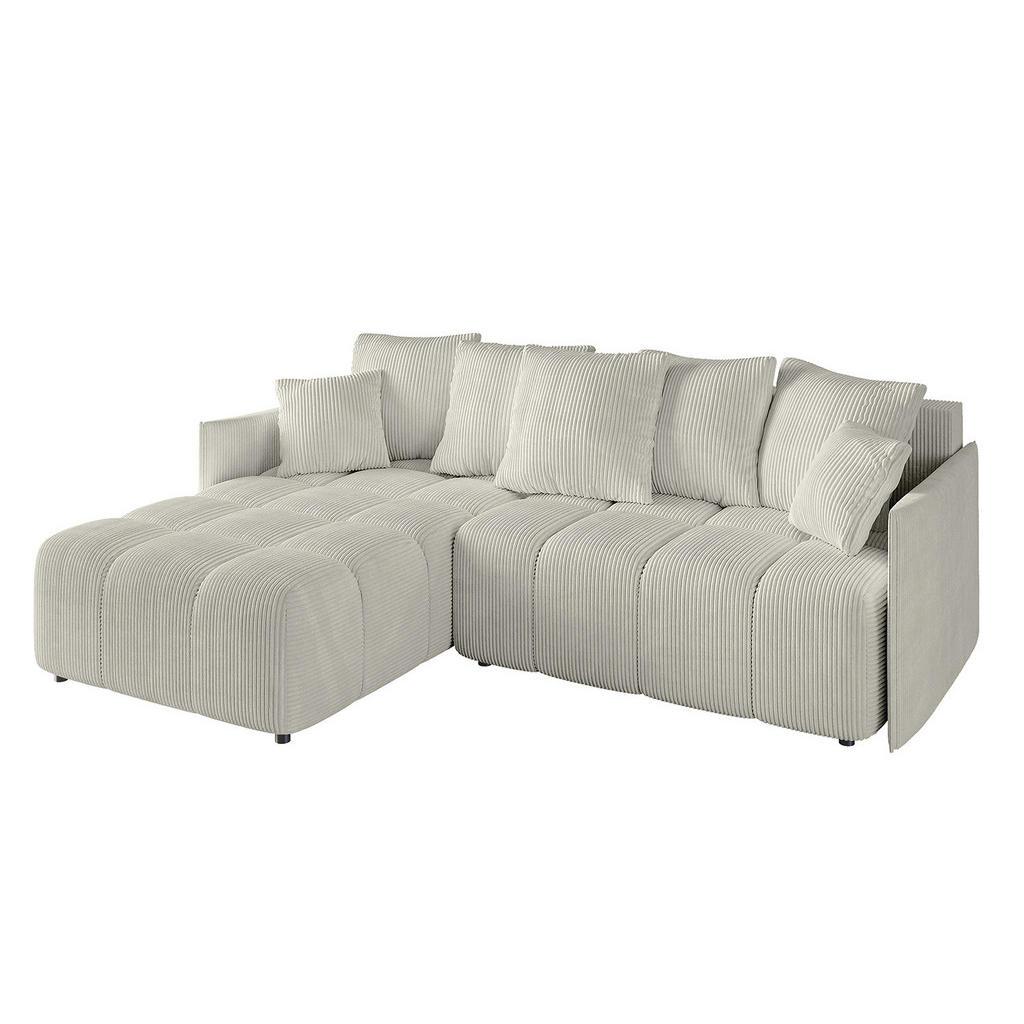 ALTDECOR ROHOVÁ SEDACÍ SOUPRAVA s otomanem vlevo LONLI-L 251x189x68 krémový manšestr