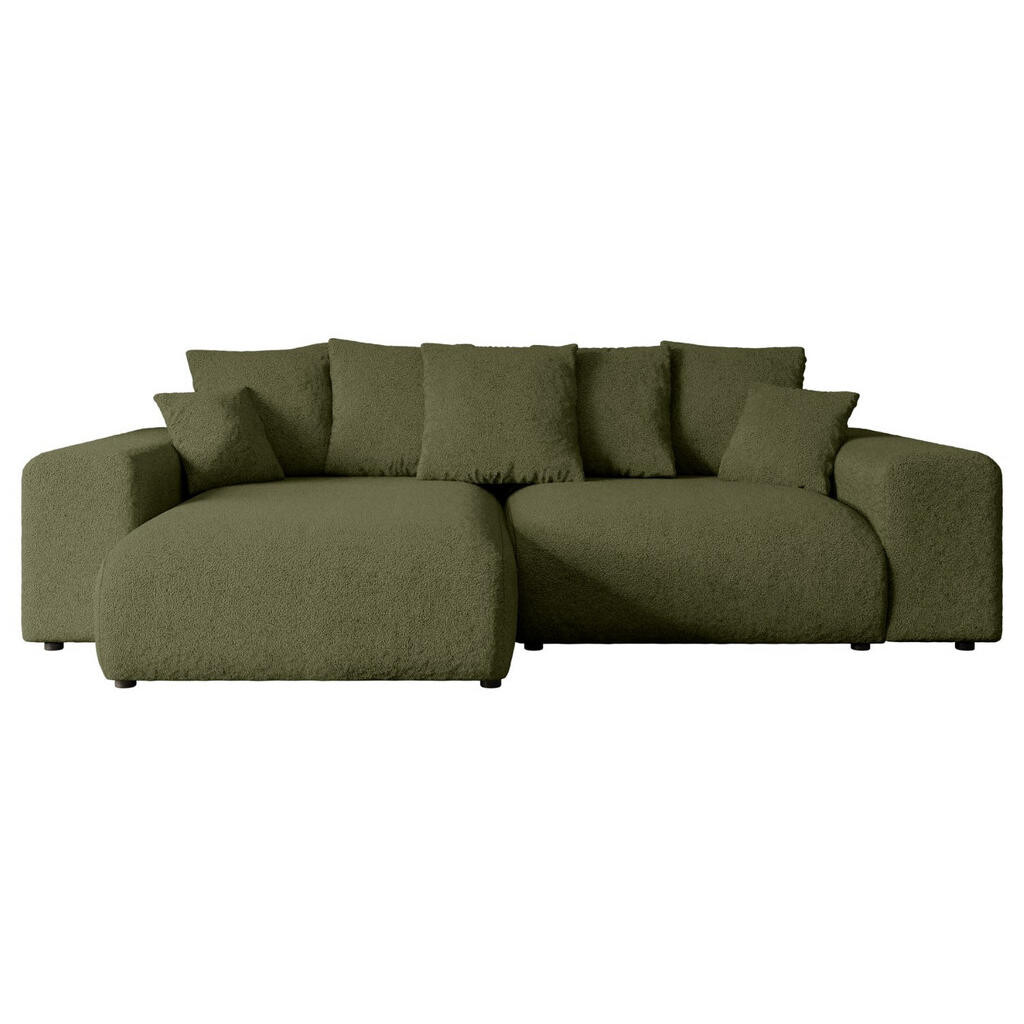ALTDECOR ROHOVÁ SEDACÍ SOUPRAVA s otomanem vlevo ESKAR-L 266x176x72 olivově zelená buklé