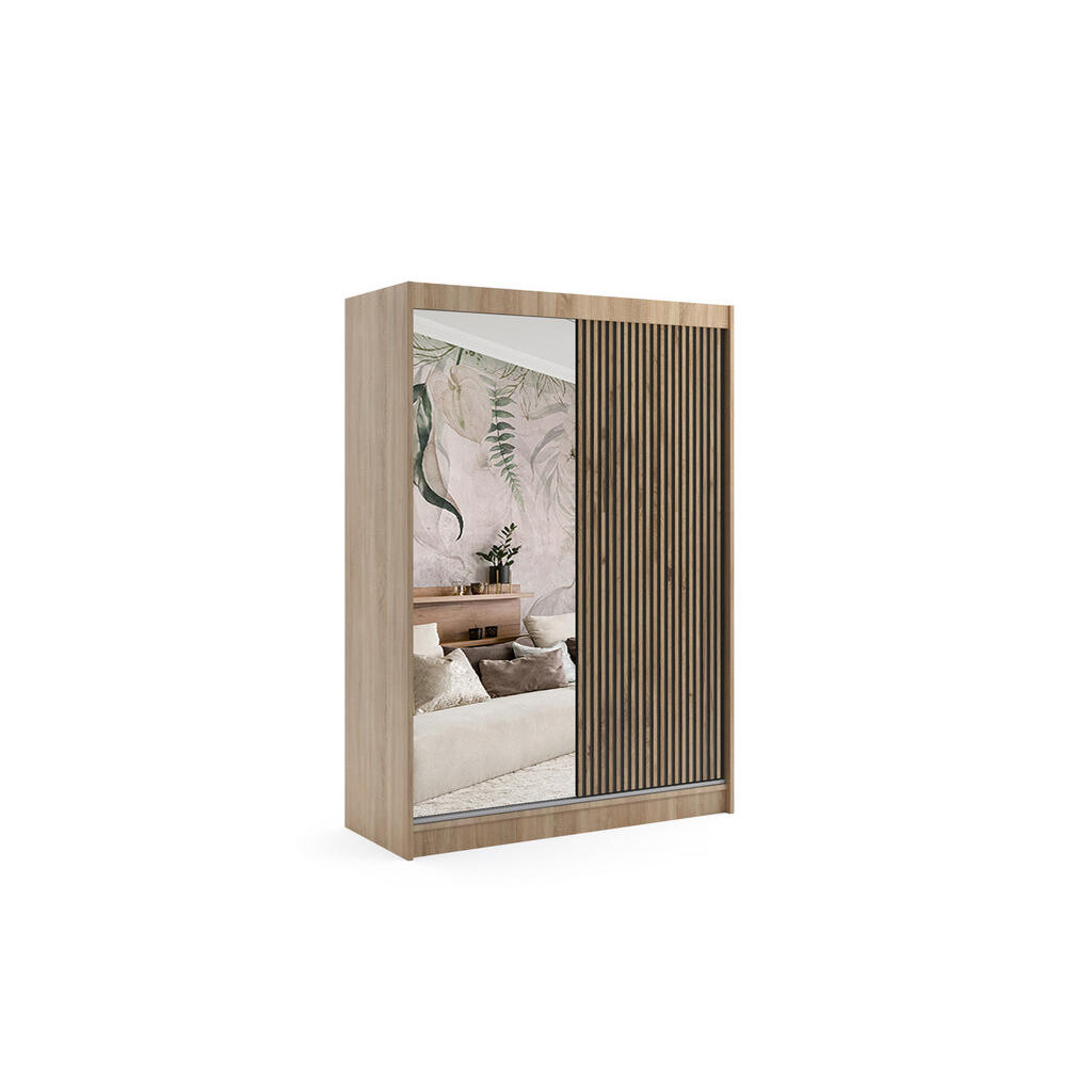 ALTDECOR ŠATNÍ SKŘÍŇ VILAN s zrcadlem – 150 cm – Sonoma dub | dub wotan