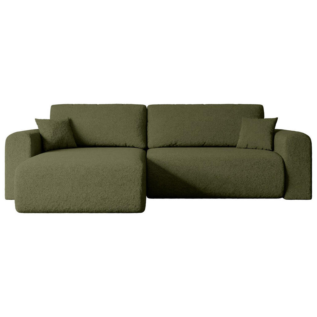 ALTDECOR ROHOVÁ SEDACÍ SOUPRAVA s funkcí lůžka a úložným prostorem ORRO-L – 272 × 145 × 83 cm, zelená buklé