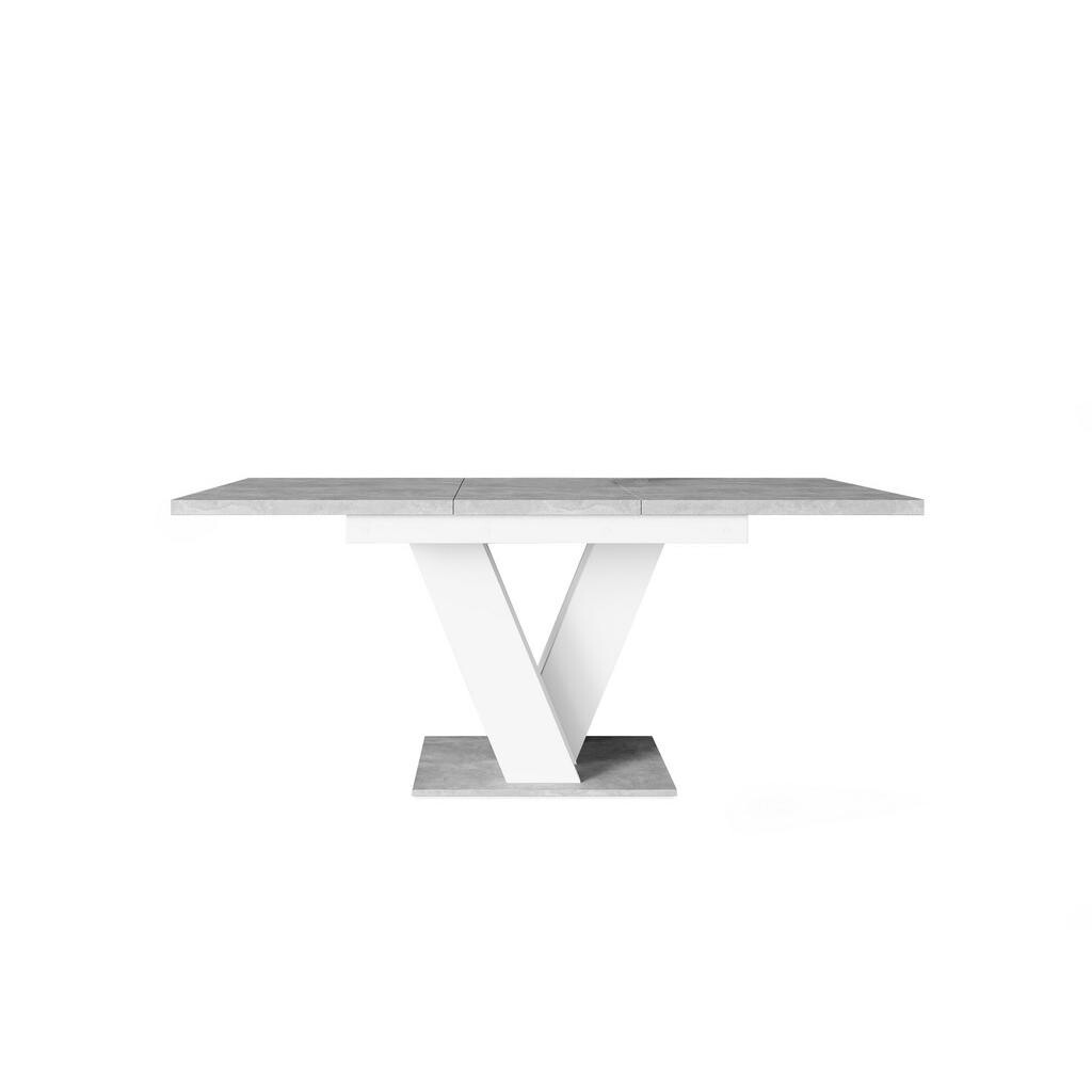 ALTDECOR VÝSUVNÝ jídelní stůl 120–160 × 80 × 75 cm – bílá / vzhled betonu – ASIV
