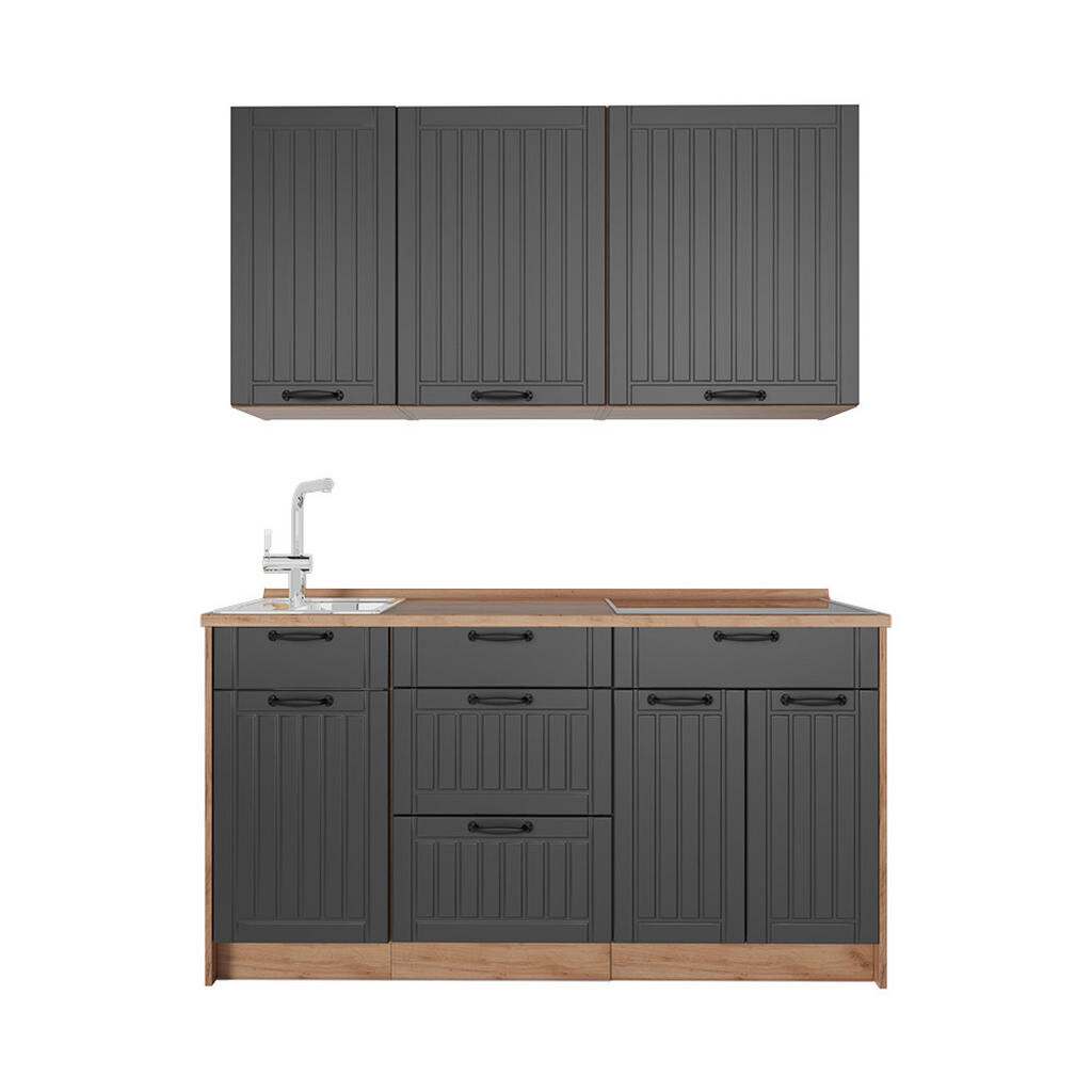 Vicco JEDNOTKOVÁ KUCHYNĚ Fame-Line, Tmavě šedá/Zlatý mocný dub, 150 cm, PD Dub