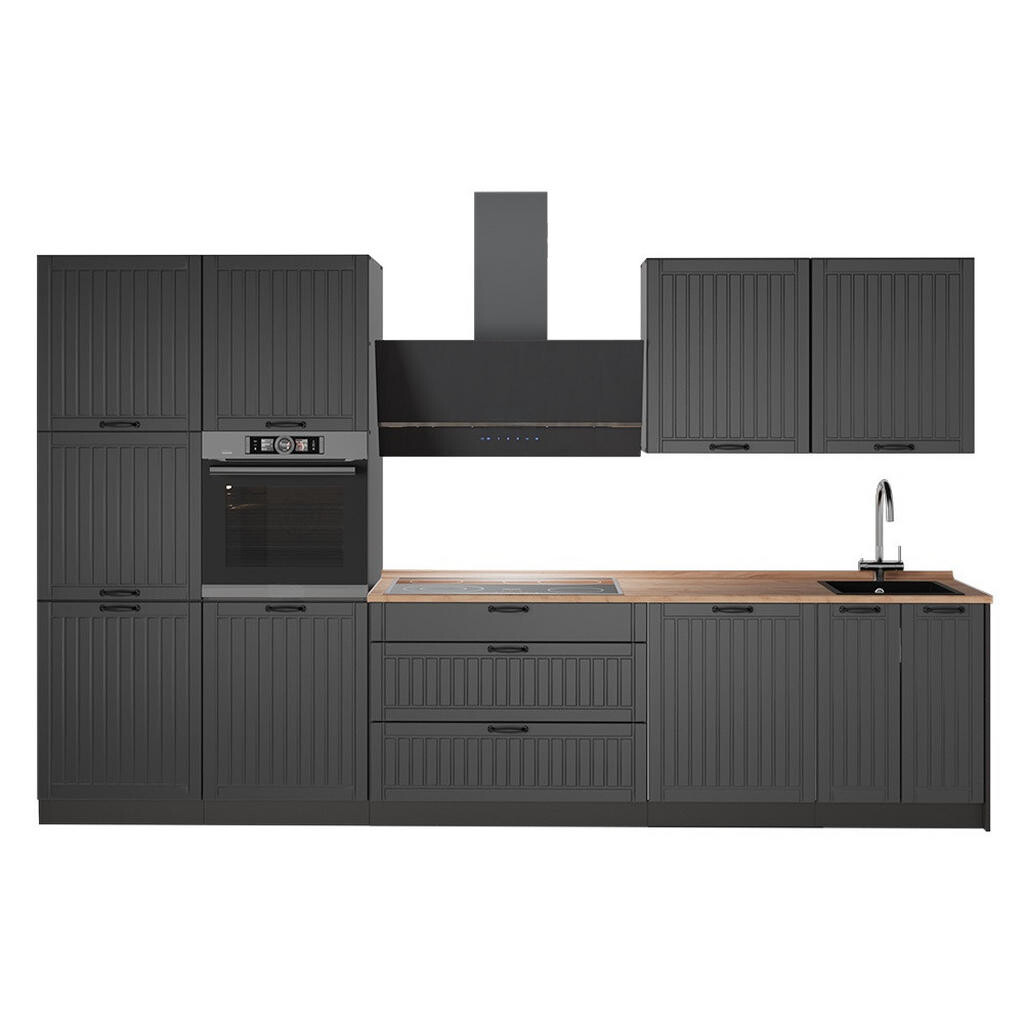 Vicco KUCHYŇSKÝ KOUT Fame-Line, Tmavě šedá/Antracit, 340 cm, PD Dub