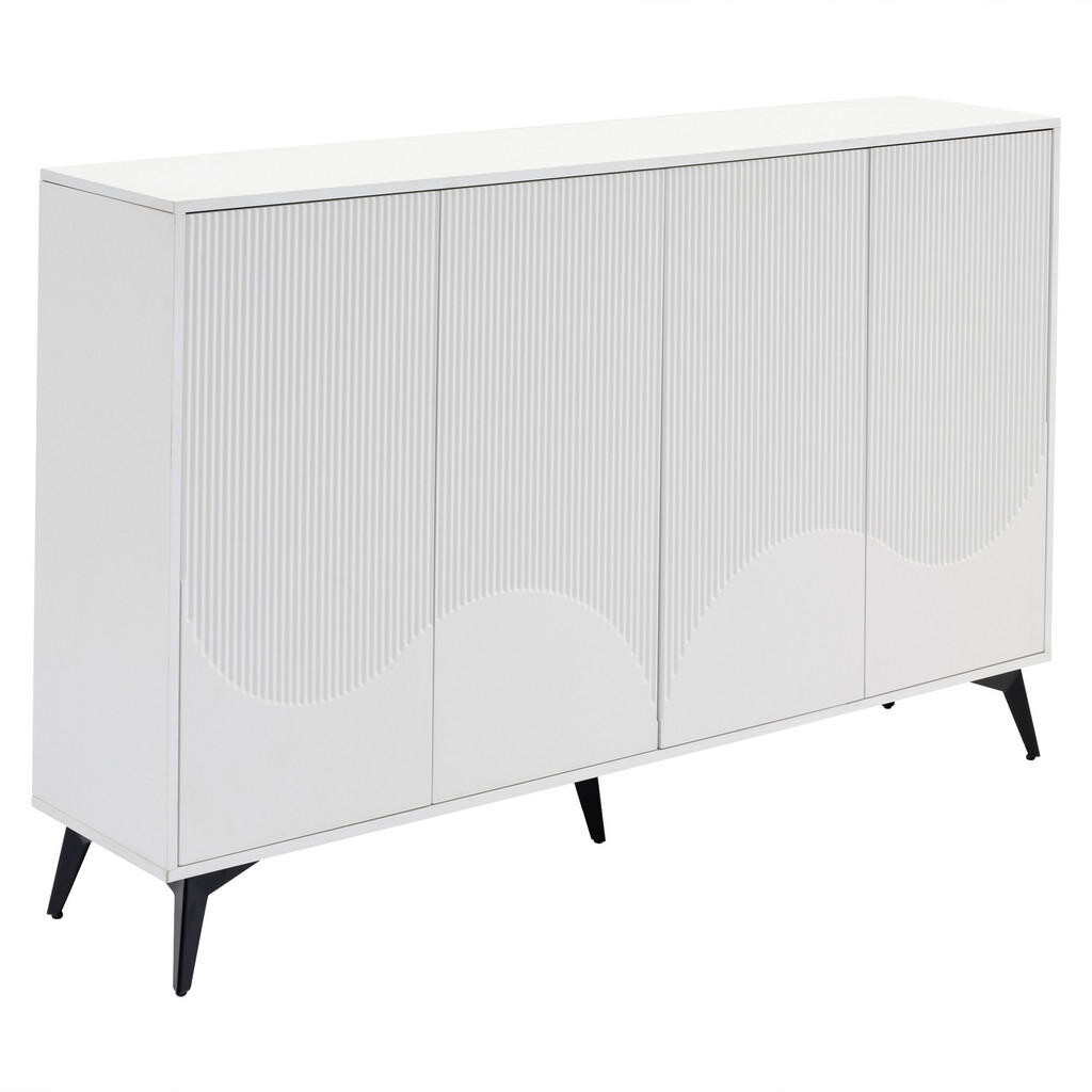 Urban Meuble SIDEBOARD bílý a 3D drážkovaný design se 4 dvířky