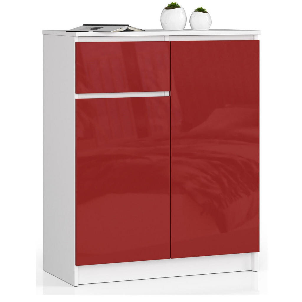 RAUMHIRSCH FURNITURE KOMODA bílá, červená lesklá 99/80/40