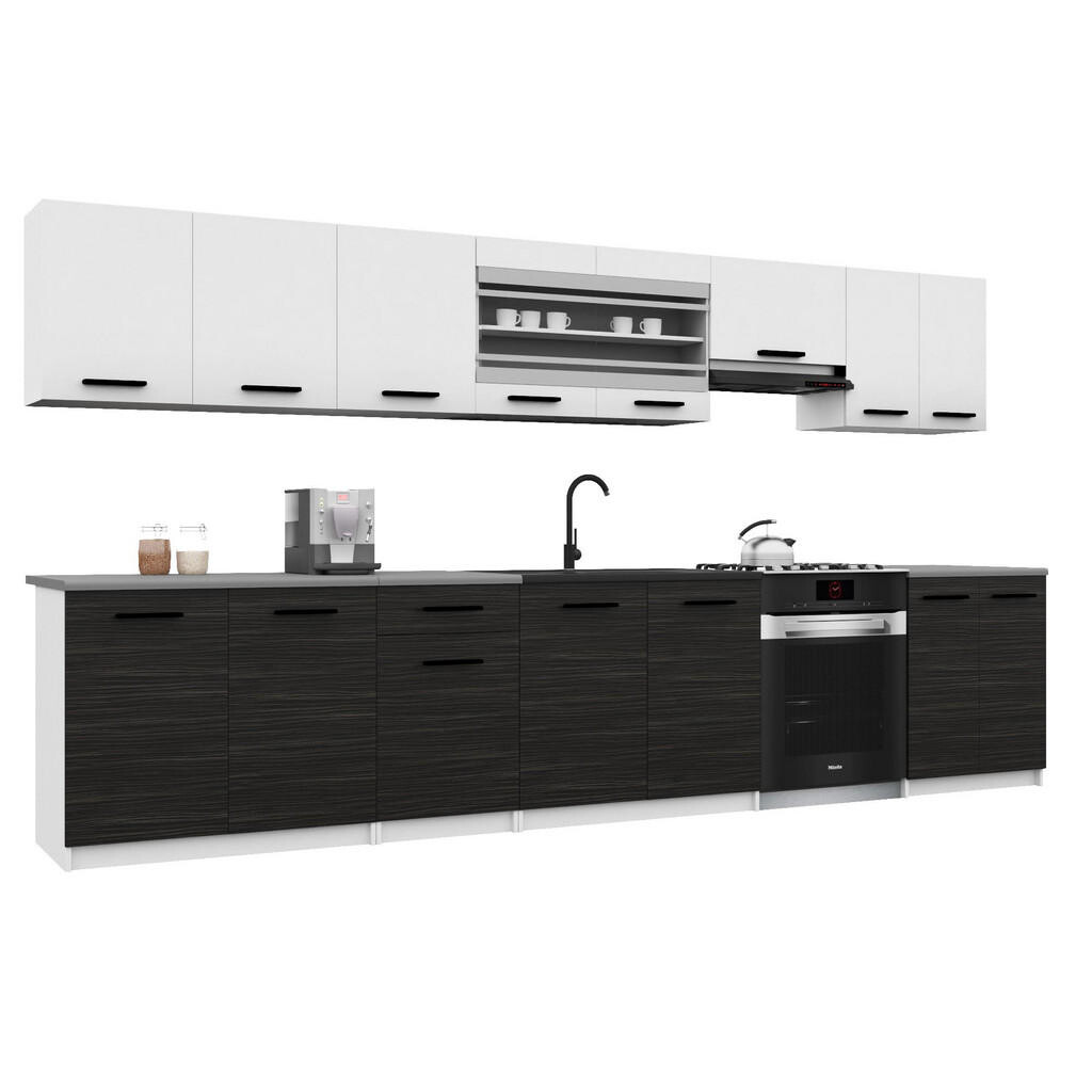 B BELINI GROUP KUCHYŇSKÁ LINKA Italia 3 320 cm, s pracovními deskami, Bílo-ebenová matná