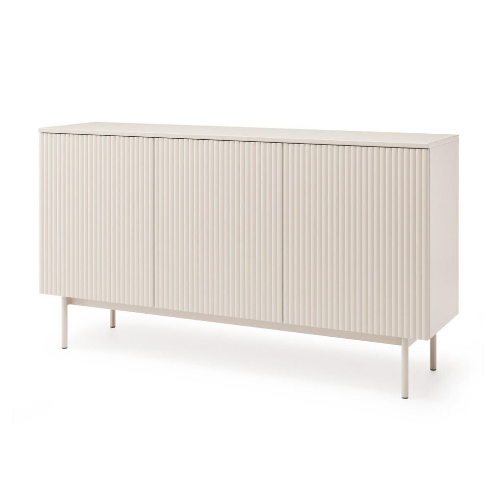 Beautysofa KOMODA Soft se 3 dvířky a drážkovanými čely, kašmír
