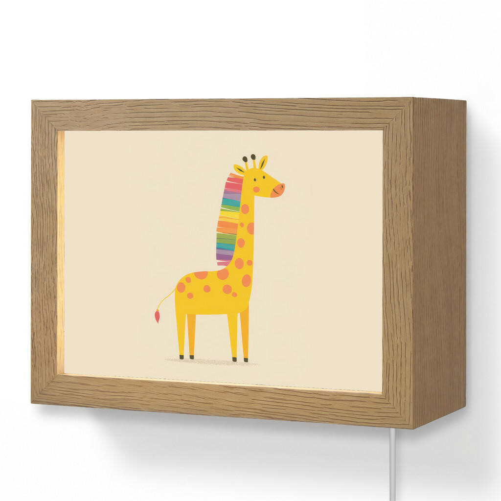 OnlyWow NÁSTĚNNÁ LAMPA Žirafa - Duhová hříva - béžová 20x15 cm