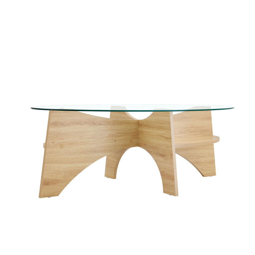 OKWISH KONFERENČNÍ stolek 104,9/60/45 cm transparentní z MDF a skla s odkládací policí