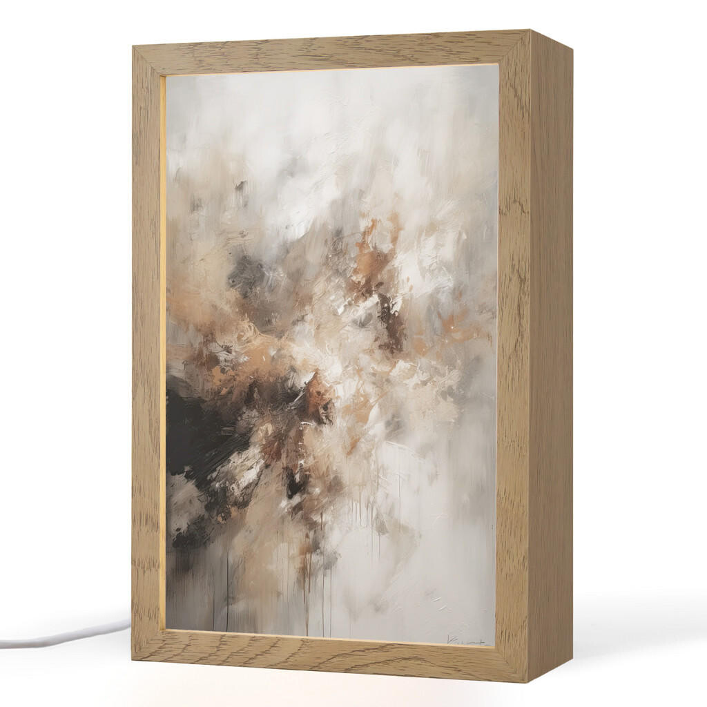 OnlyWow STOLNÍ LAMPA Barva - abstraktní - béžová - umění 20x30 cm
