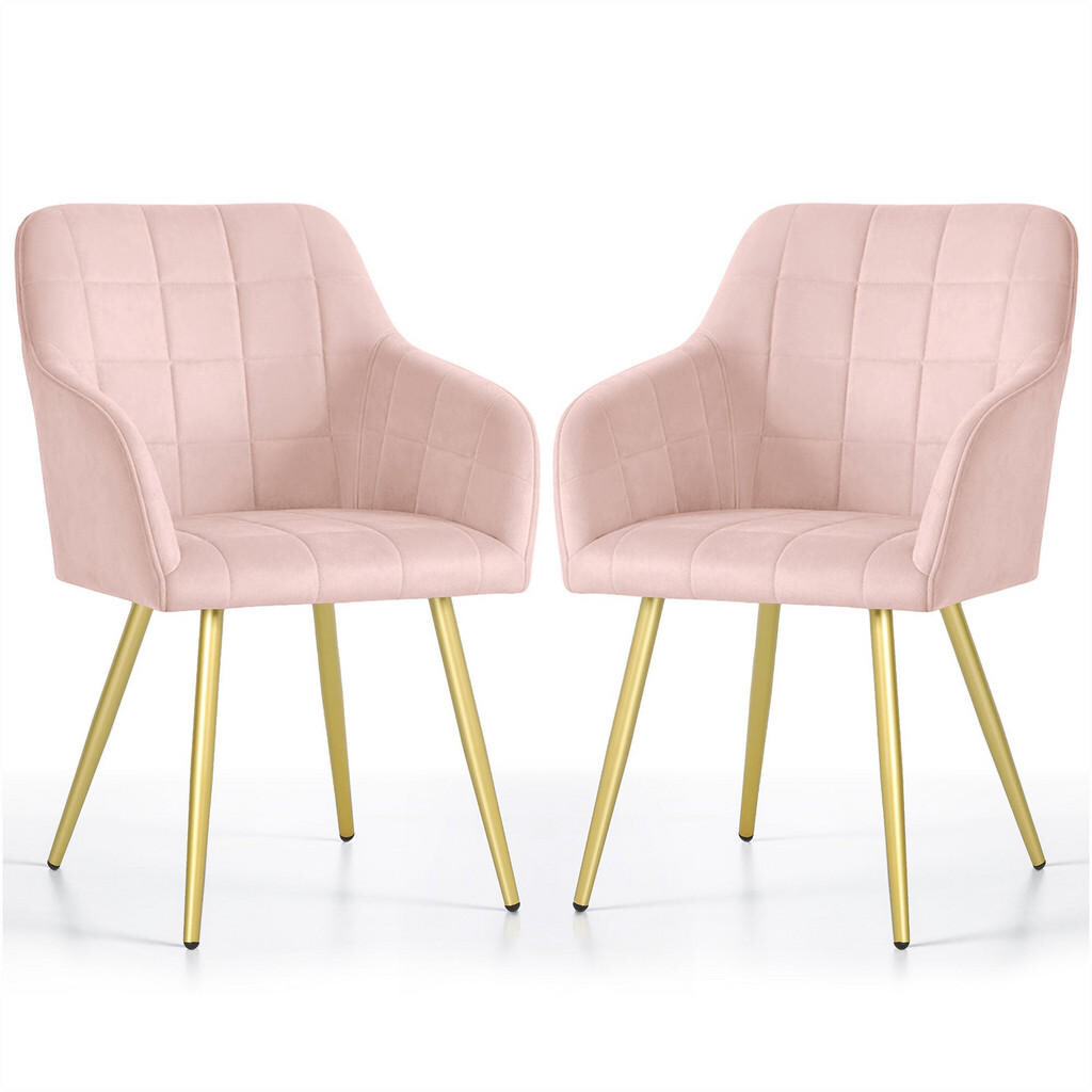 RAUMHIRSCH FURNITURE ČALOUNĚNÁ ŽIDLE, sada 2 ks, kovové nohy, růžová, zlatá 54/82/58