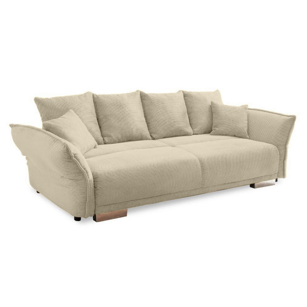 luma-home BIG-SOFA s rozkládací funkcí, úložným prostorem, pružinovým jádrem, 242 × 131 × 90 cm (Š×H×V), kordová látka v béžovo-šedé barvě / 17215