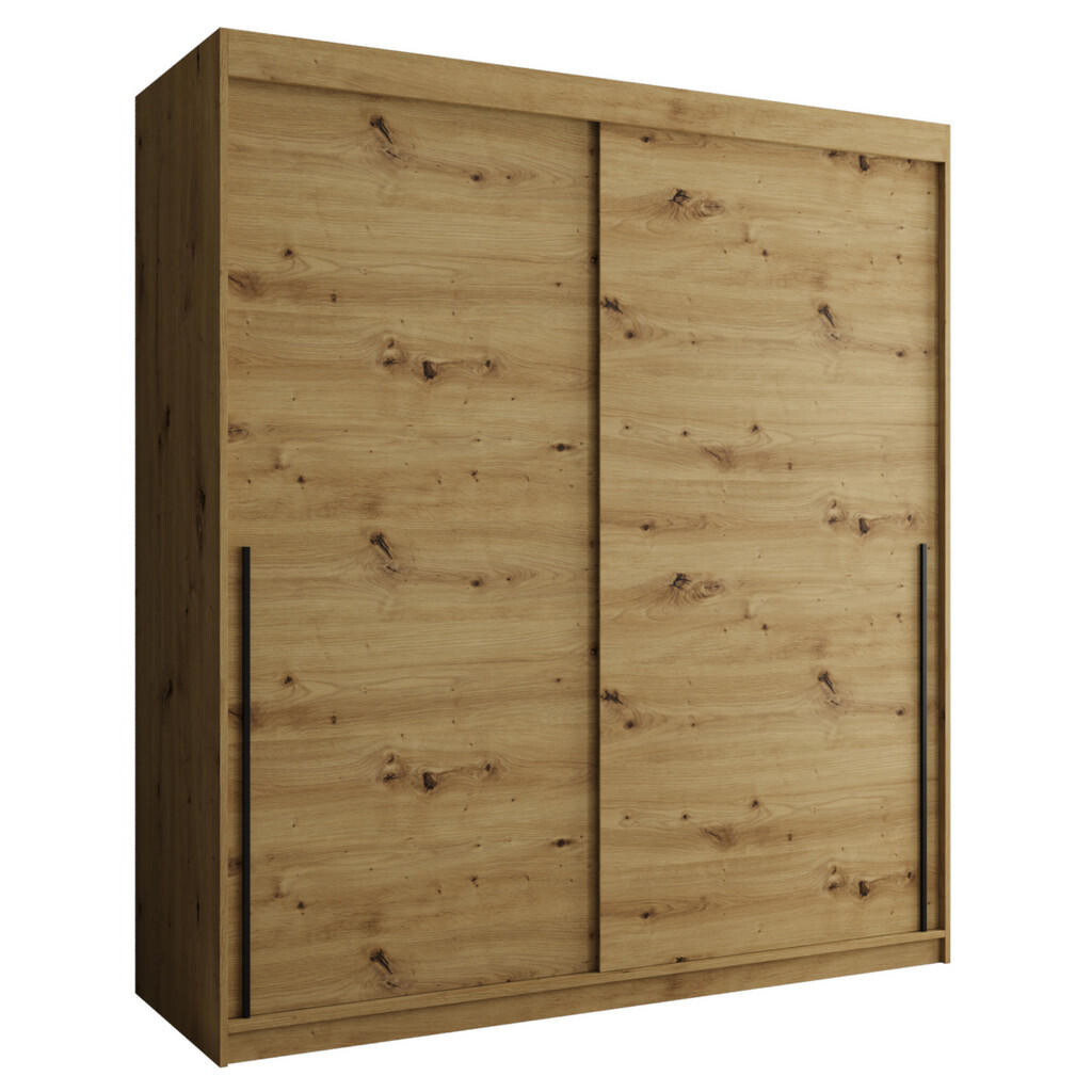 Home Collective ŠATNÍ SKŘÍŇ S POSUVNÝMI DVEŘMI 180 cm šířka, Artisan s černým úchytem