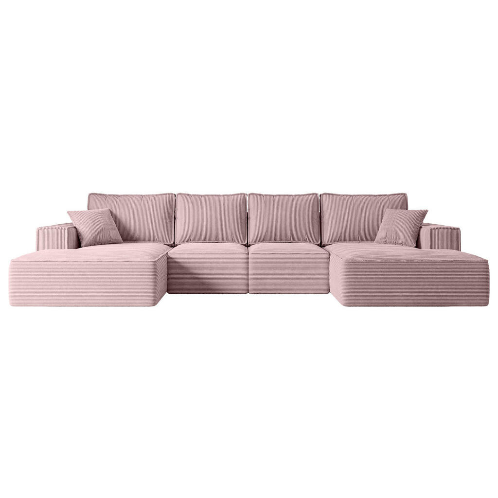 ALTDECOR OBÝVACÍ SADA s funkcí lůžka a úložným prostorem SIERRA-U-S – 349x161x87 cm, růžová manšestr