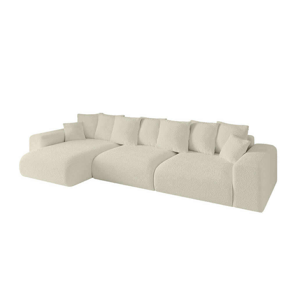 ALTDECOR ROHOVÁ SEDACÍ SOUPRAVA s otomanem vlevo ESKAR-L2 364x176x72 krémová buklé