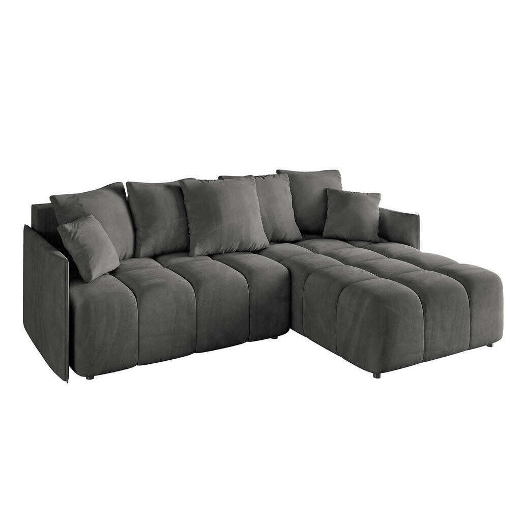 ALTDECOR ROHOVÁ SEDACÍ SOUPRAVA s otomanem vpravo LONLI-L 251x189x68 antracitový velur