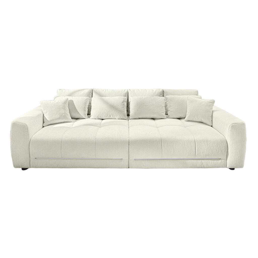 luma-home VELKÉ sofa pružinovým jádrem 294 × 136 × 86 cm (Š×H×V), RGB LED osvětlení s dálkovým ovládáním, potah z ženilky v béžové barvě / 15418