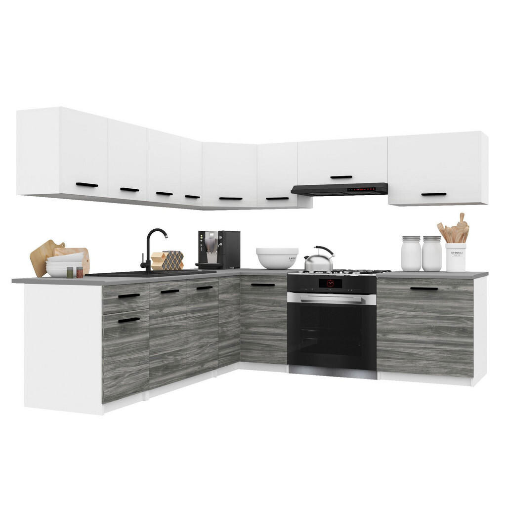 B BELINI GROUP KUCHYŇSKÁ LINKA Italia 7 420 cm , s pracovními deskami, Bílo-šedá Glamour matná