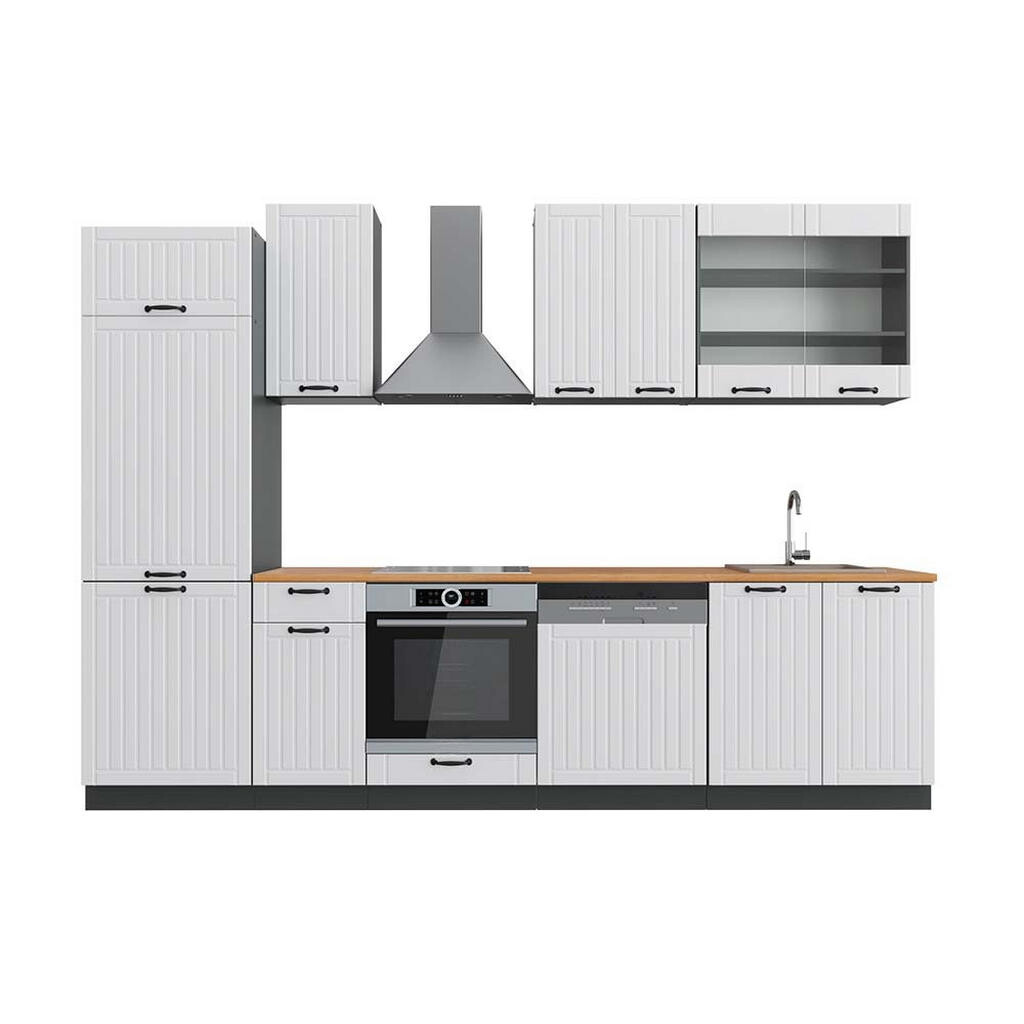 Vicco KUCHYŇSKÝ KOUT Fame-Line Bílý venkovský dům/antracit 300 cm , PD Dub