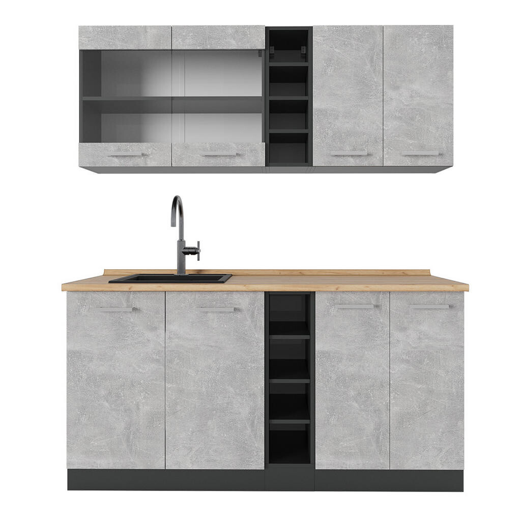 Vicco JEDNOTKOVÁ KUCHYNĚ R-Line Beton/antracit 160 cm bez pracovní desky