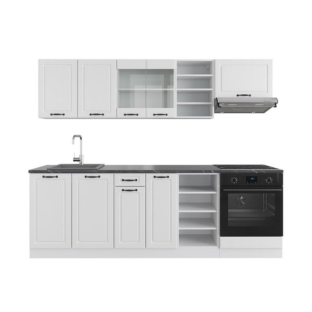 Vicco KUCHYŇSKÝ KOUT R-Line Bílý venkovský dům/bílá 240 cm , PD Antracit