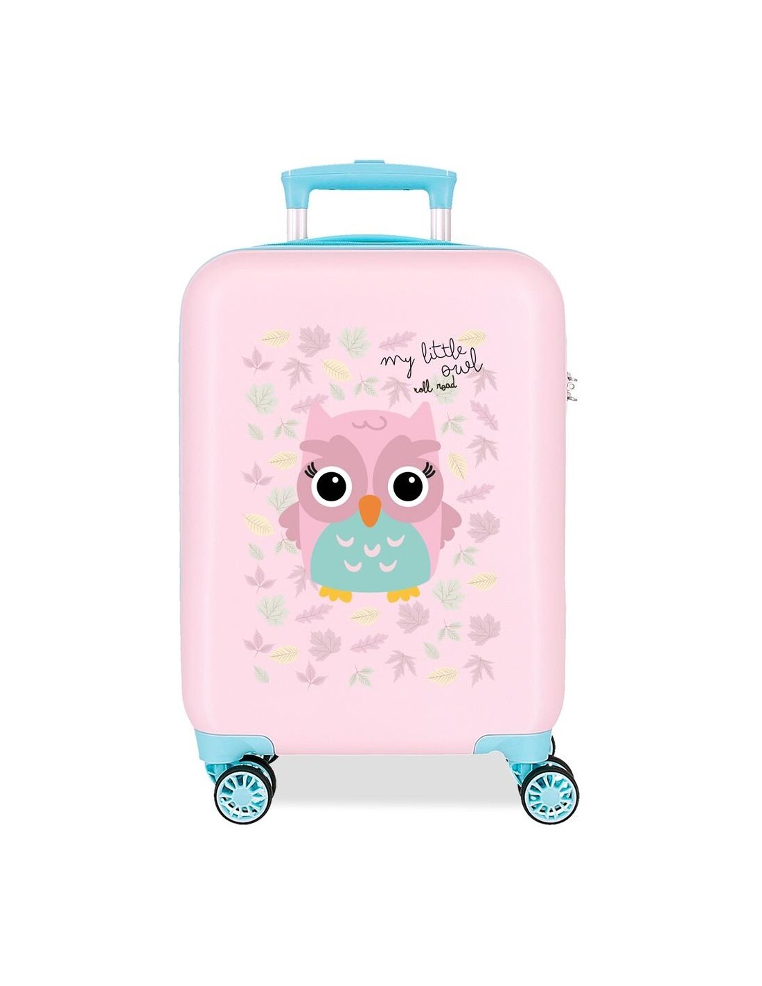 Dětský skořepinový ABS kufr Roll Road Happy Pets Owl - 33 L - růžový
