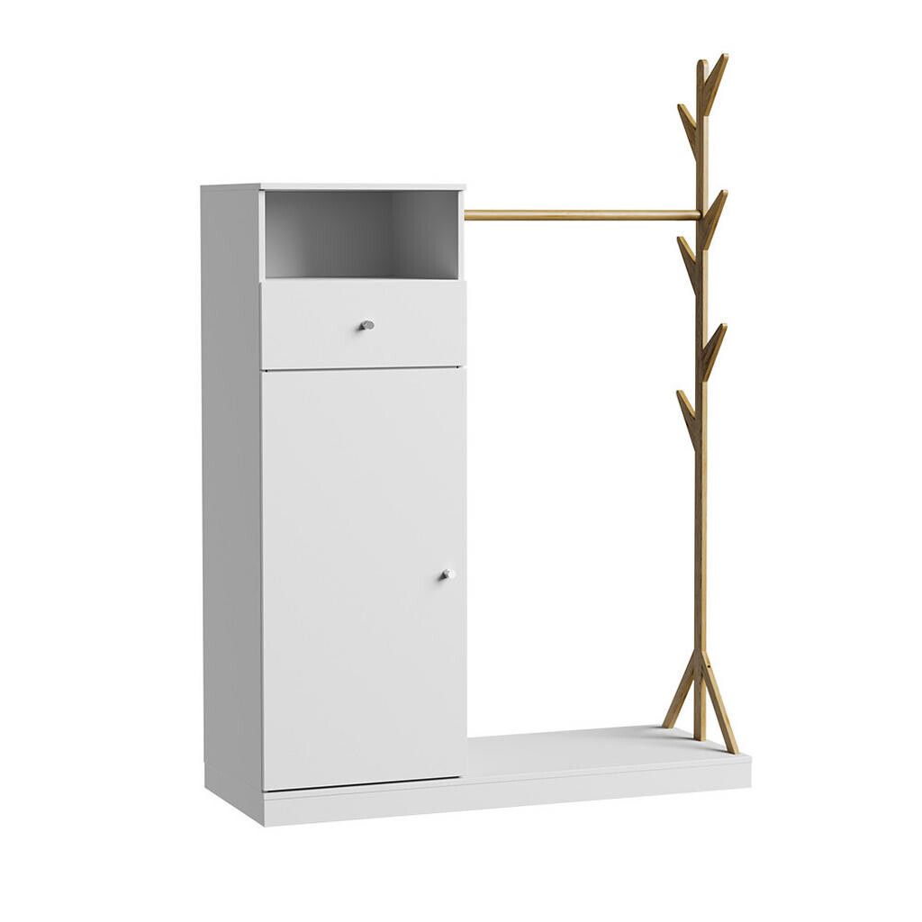 Vicco ŠATNÍ SKŘÍŇ Liria Bílá/bambus 100 x 145 cm se zásuvkou