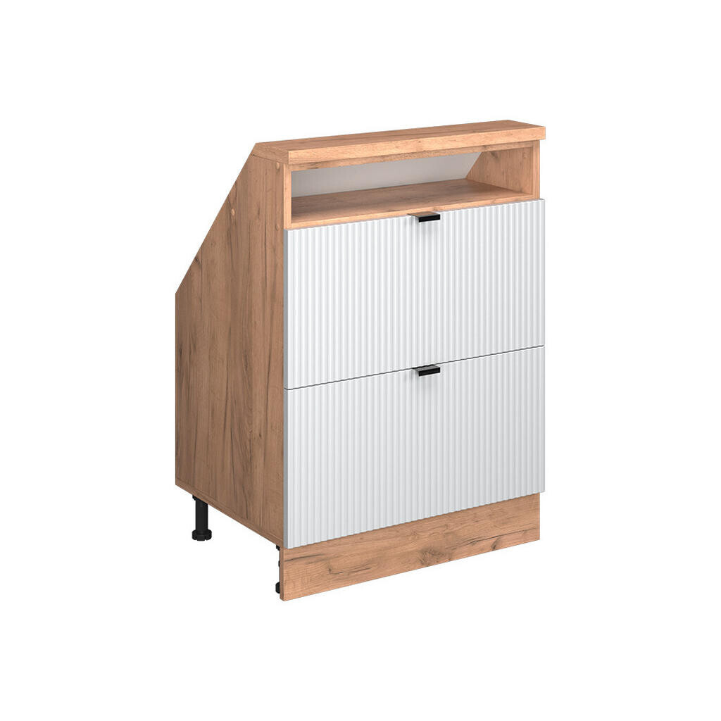 Vicco KUCHYŇSKÁ SKŘÍŇKA POD ŠIKMOU STŘECHU R-Line Bílé zvlnění 60 cm se 2 zásuvkami