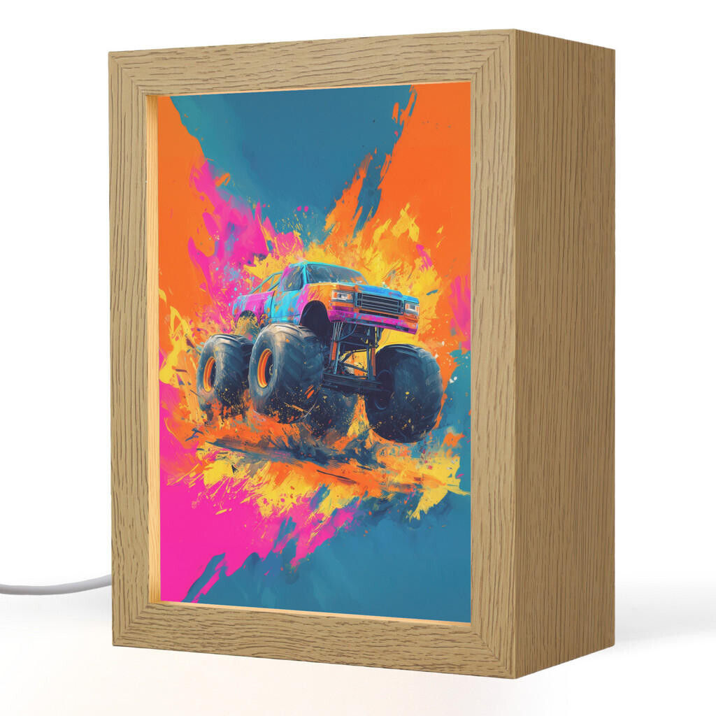 OnlyWow NOČNÍ LAMPIČKA Monster truck - Abstraktní - Stříkající barva - Barevné 15x20 cm
