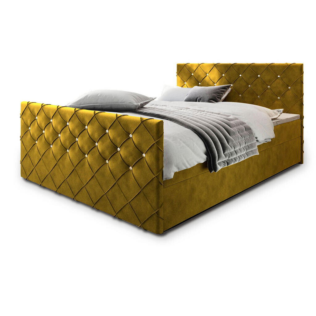 MASSENO AMERICKÁ POSTEL MANDI 180x200 cm, s matrací a úložným prostorem, žlutá