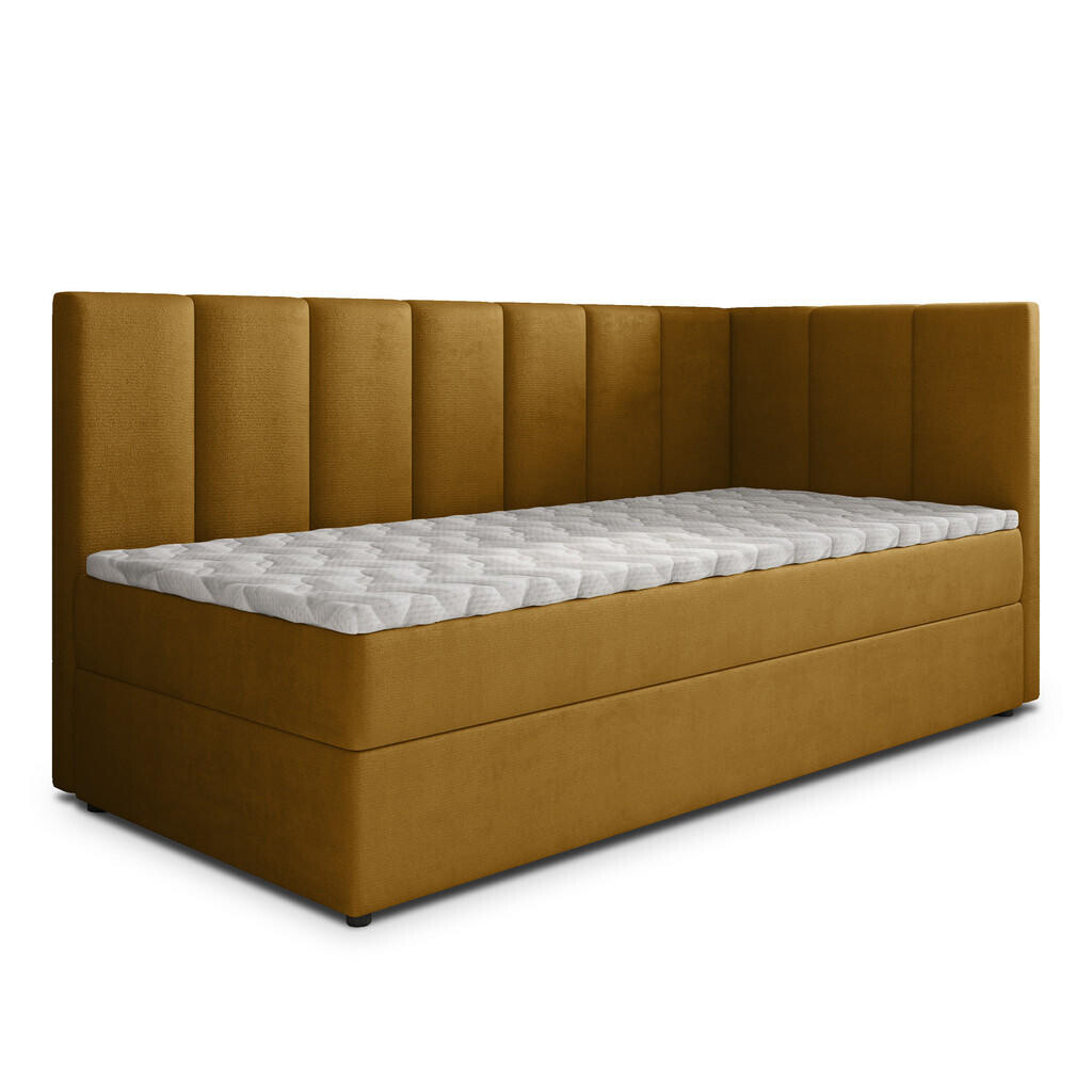 MASSENO AMERICKÁ POSTEL BEVE 90x200 cm, s matrací a úložným prostorem, žlutá