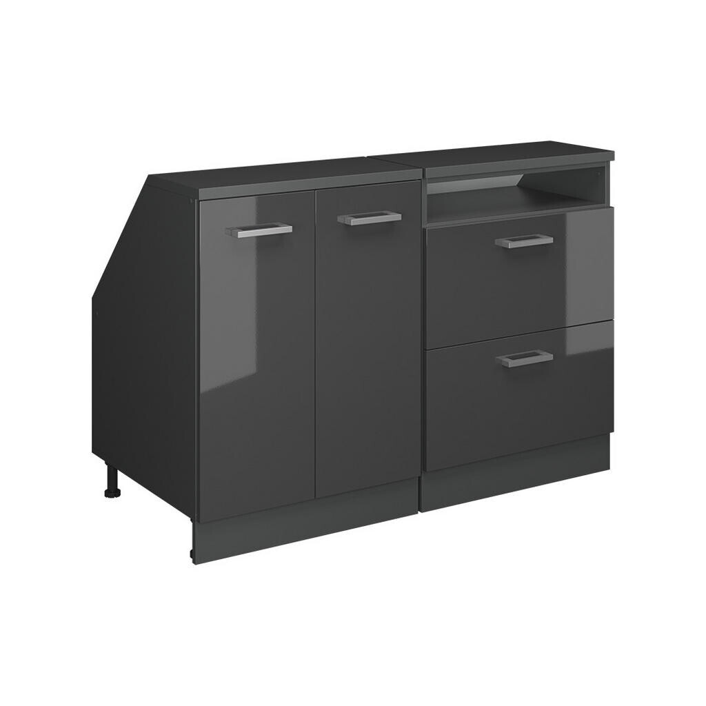 Vicco SADA SKŘÍNÍ PRO ŠIKMOU STŘECHU Rion Antracitový vysoký lesk 120 cm Sada 2 korpusů skříně hloubka 60 cm