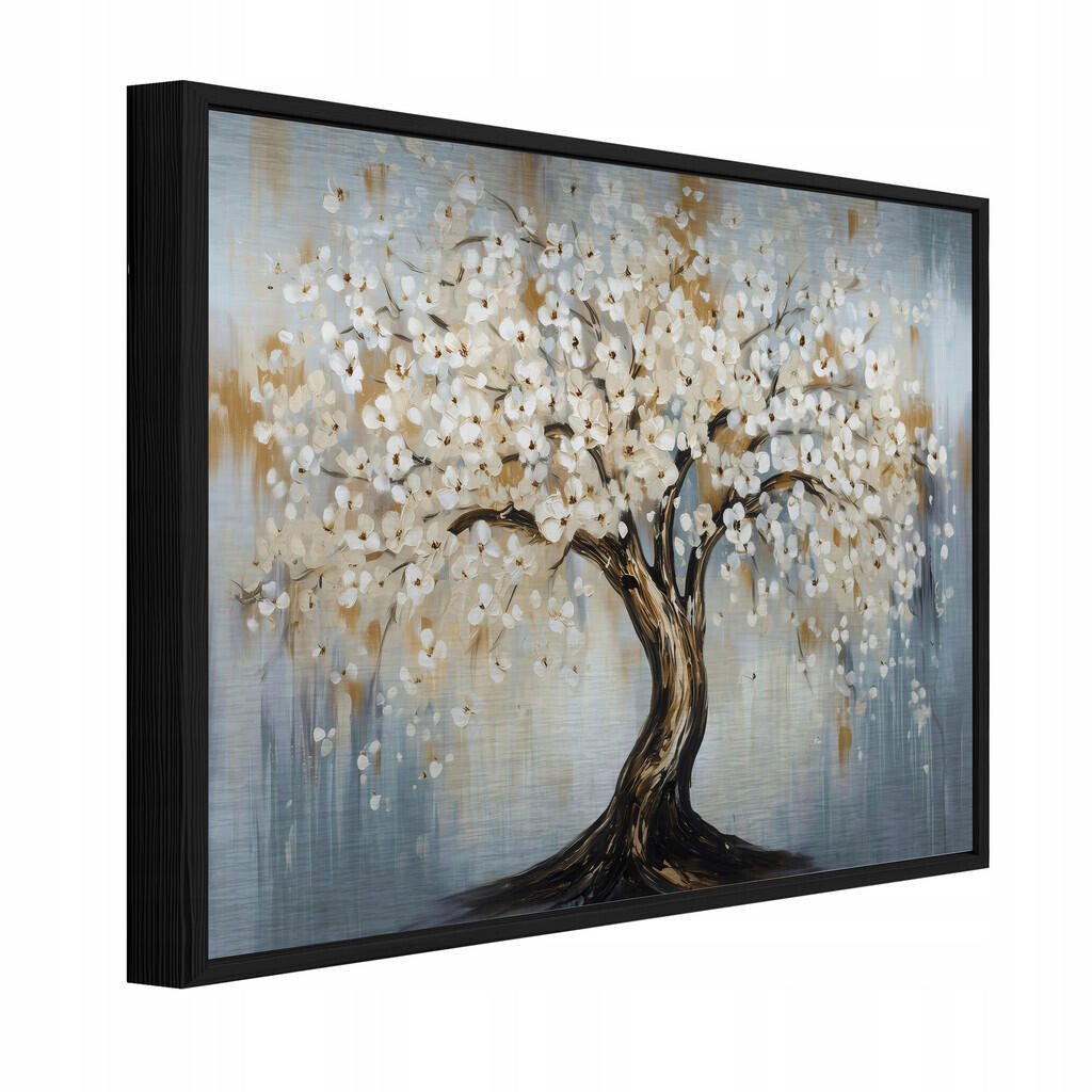 Wallarena ZARÁMOVANÉ obrazy strom květiny béžová 150x100 cm